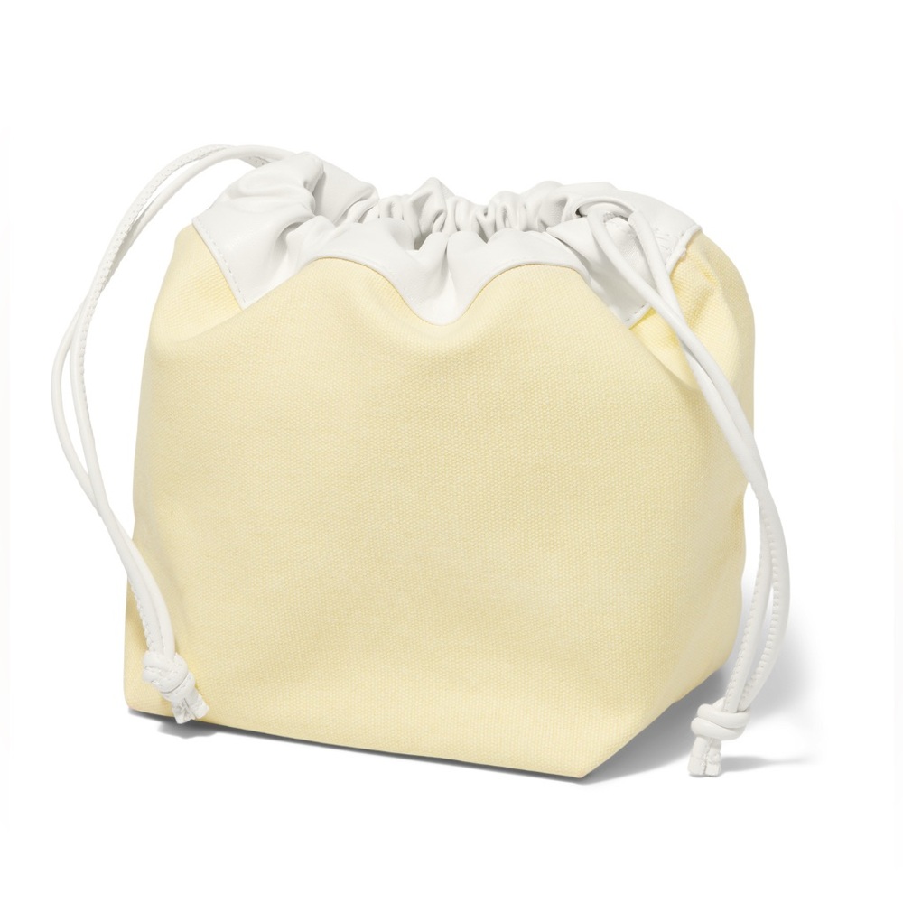 ✨💛 NEW Cosmetics Canvas Bag Light Yellow w/ Faux Leather Trim and Drawstrings 💛✨